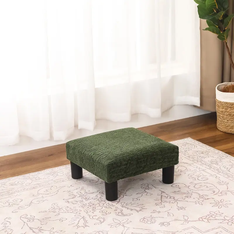 Adeco Ottoman Upholstered Fabric Footrest Pet Steps Dog Stair Stool
