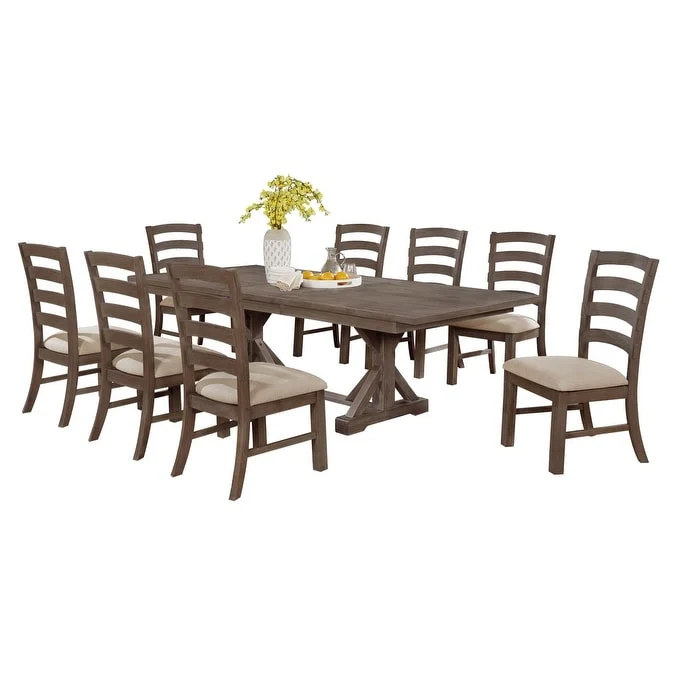 Best Quality Furniture Rustic Trestle 9-piece Dining Set
