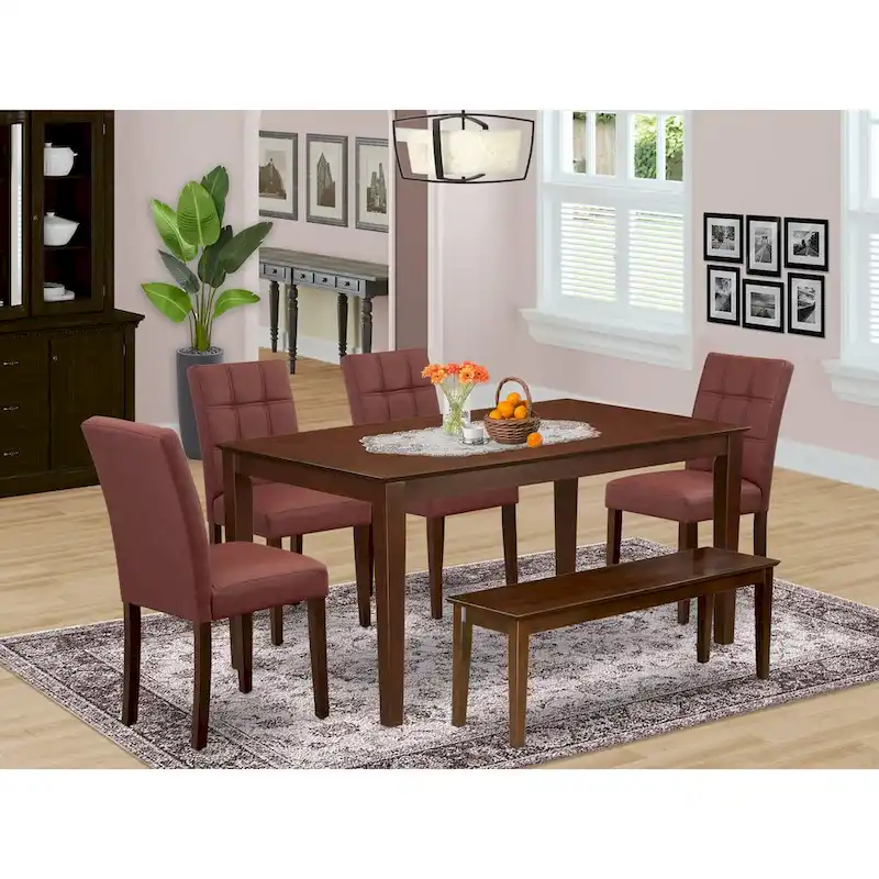 Dinette Rectangle Dining Table and Chairs, Mahogany (Pieces Options)