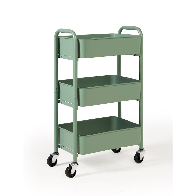 Kitchen Island Cart on Wheels with Open Shelves & Cabinet - 39W x 16D