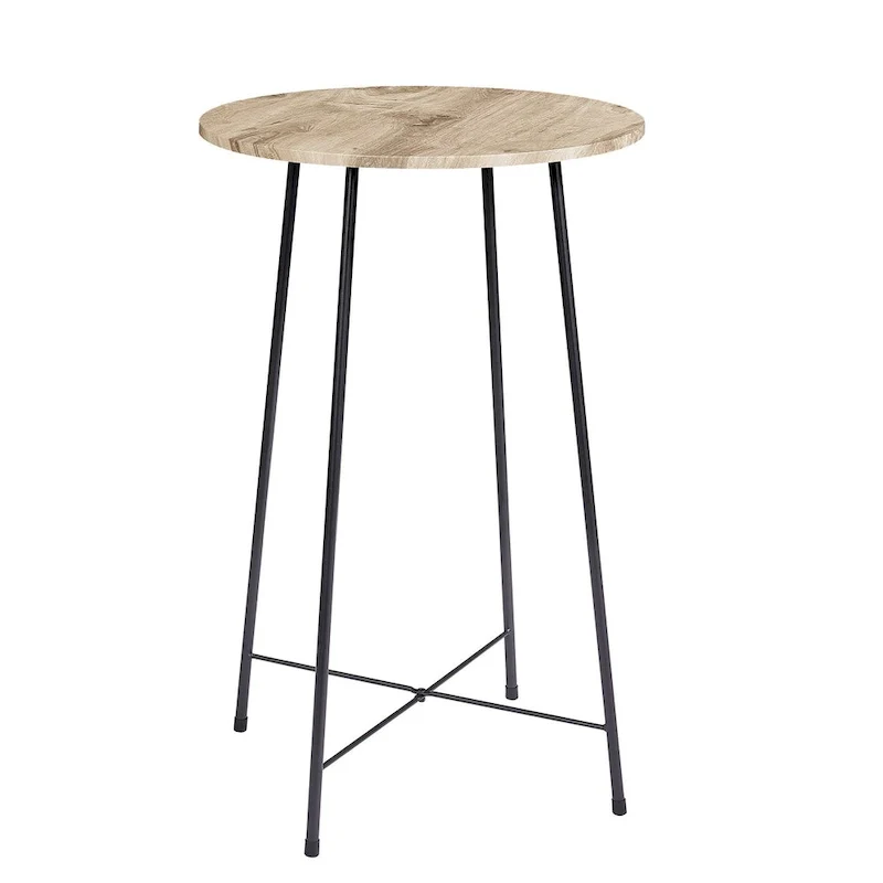 35.4  High Round Bar Table, Industrial Style Wood Top Bistro Pub/Breakfast Table