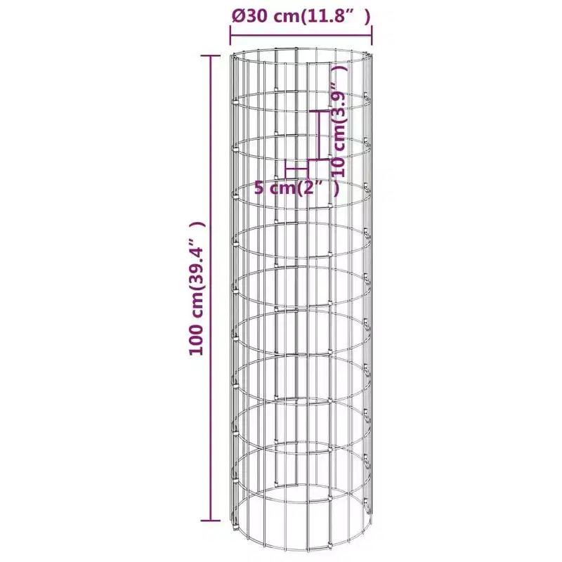 vidaXL Circular Gabion Pole Galvanized Steel 11.8x39.4