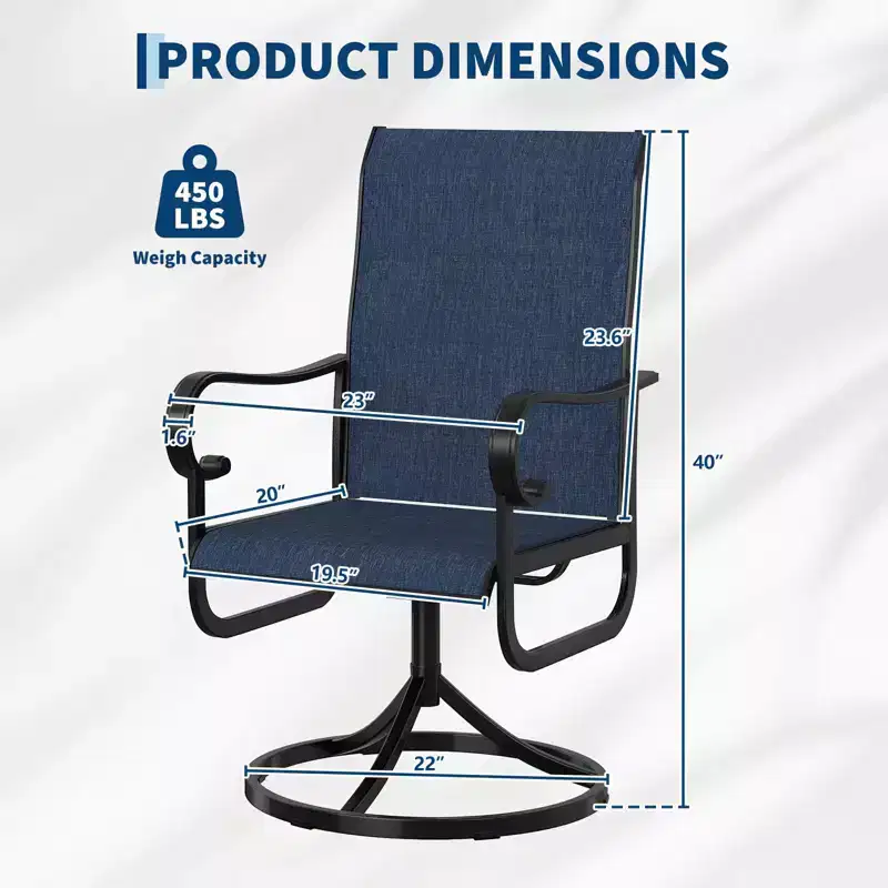 Set of 2 Patio 360 Swivel Chairs,Outdoor All-Weather Rocking Dining Chairs, High Back Rocker Seat for Backyard, Poolside, Lawn, Porch, Garden
