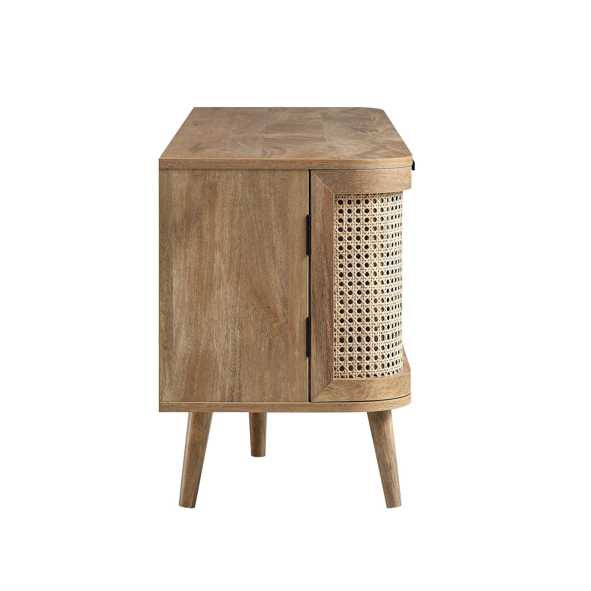 Curved Rattan 59 TV Unit, Natural