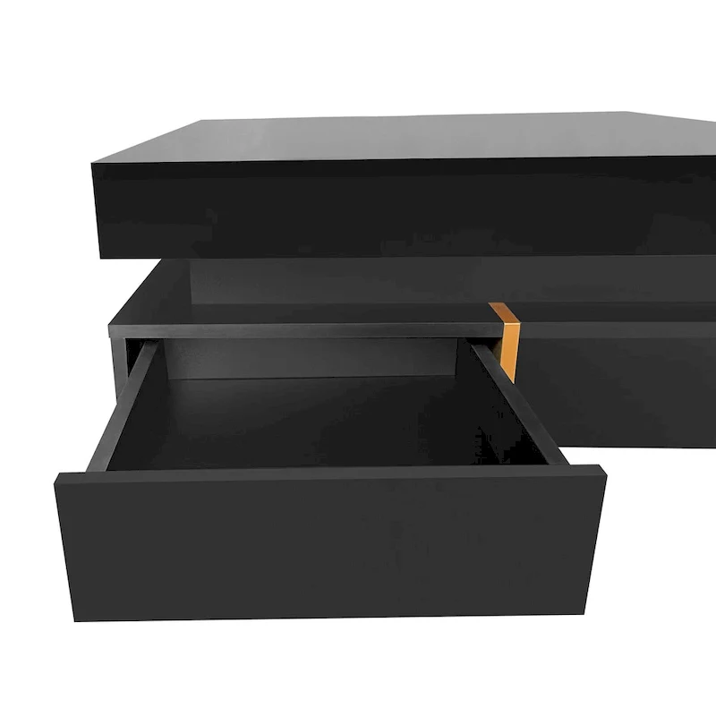 High Gloss Coffee Table with 4 Drawers - 2-Tier