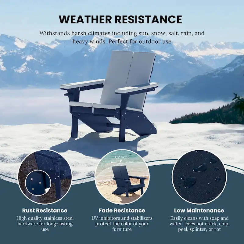 Polytrends Coastin Modern Poly Adirondack Chair (Set of 4), Black