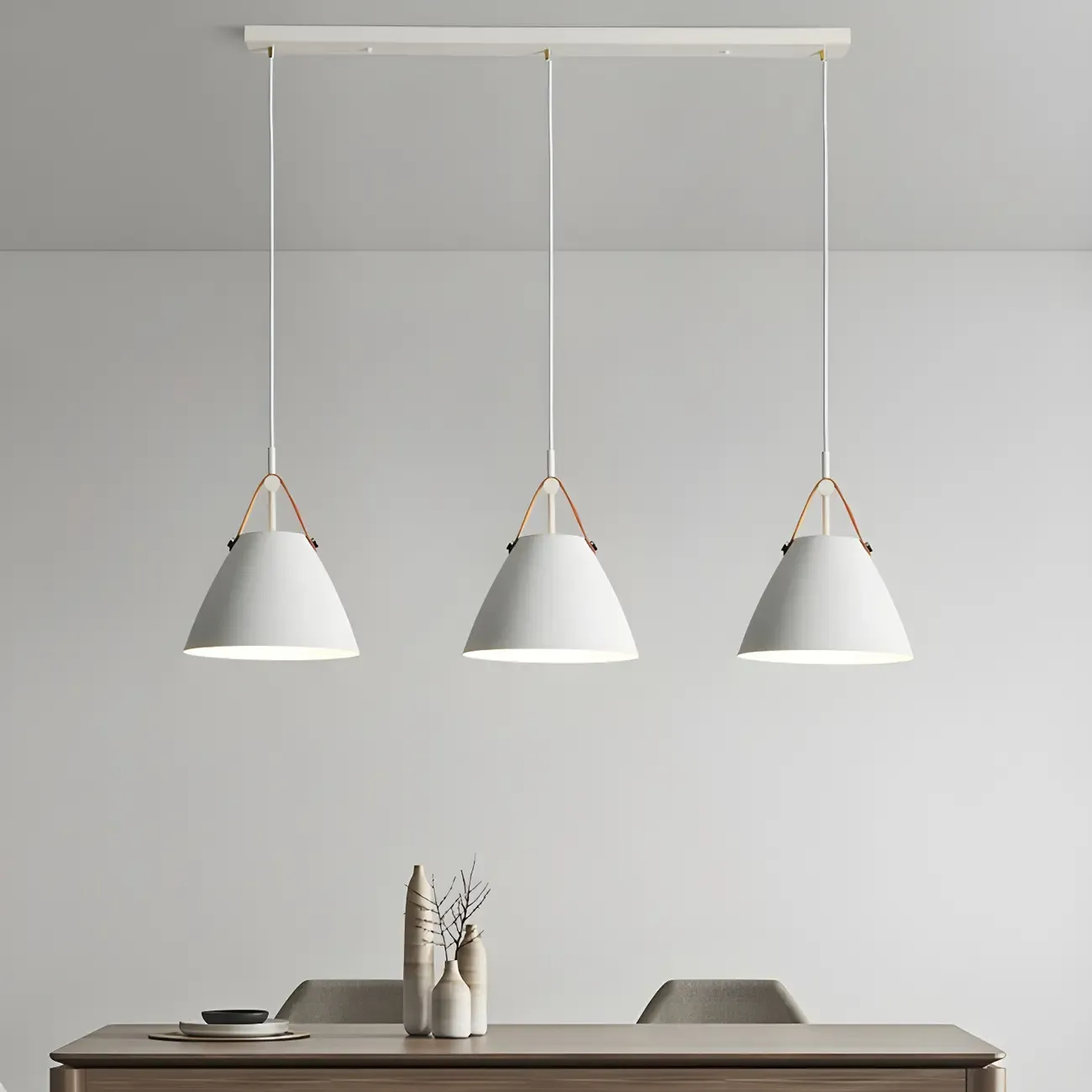 3-Light Modern White Metal Island Pendant Light for Kitchen