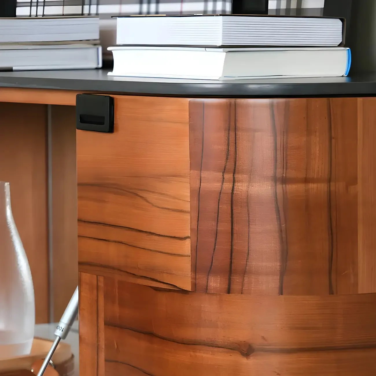Brown Wooden Sideboard Cabinets with Stone Countertop