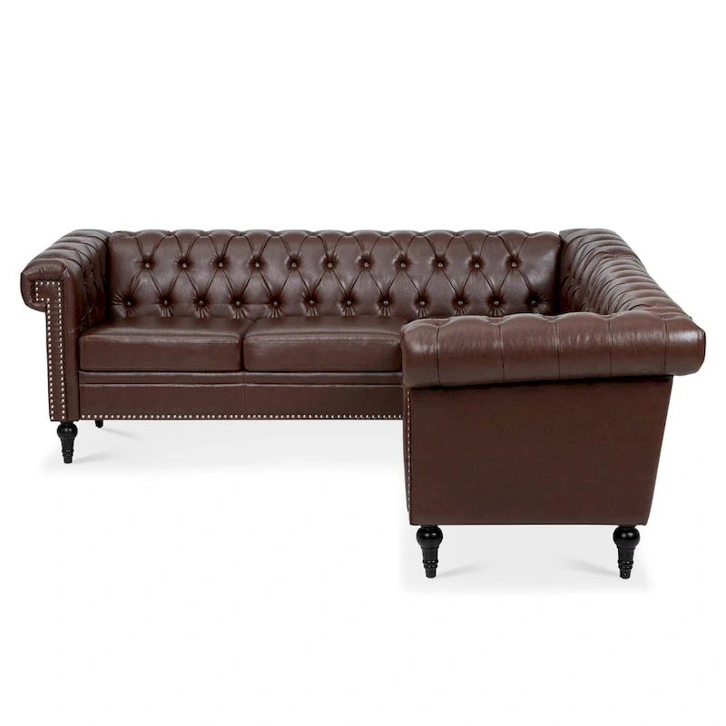 L-Shaped Sectional Sofa with PU Leather Upholstery