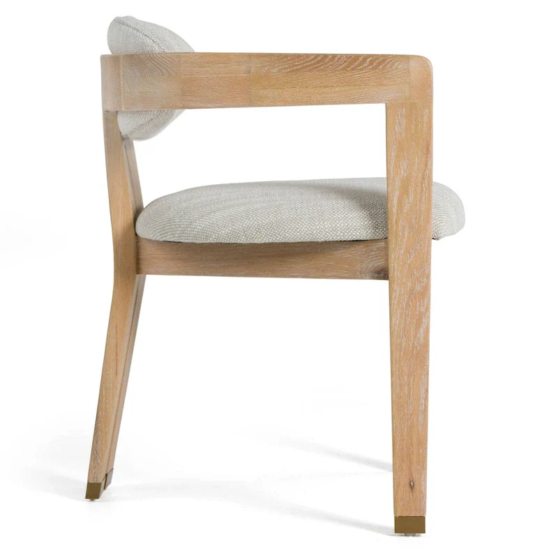 Modrest Belton Modern Off-White Fabric & White Wash Oak Dining Chair