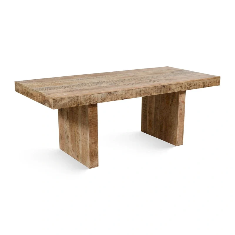 Natural Solid Mango Wood Dining Table with Clear Wax Finish – 80