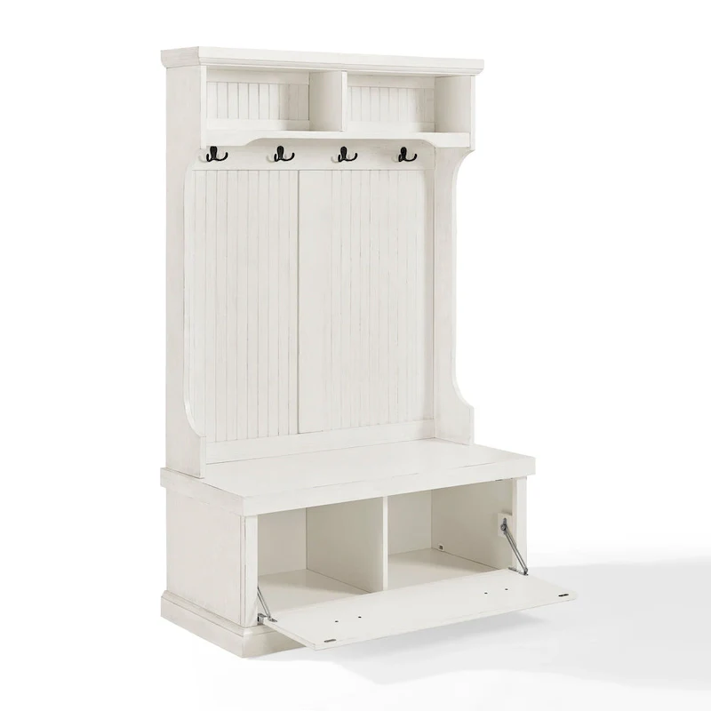 Crosley Seaside Distressed White Hall Tree