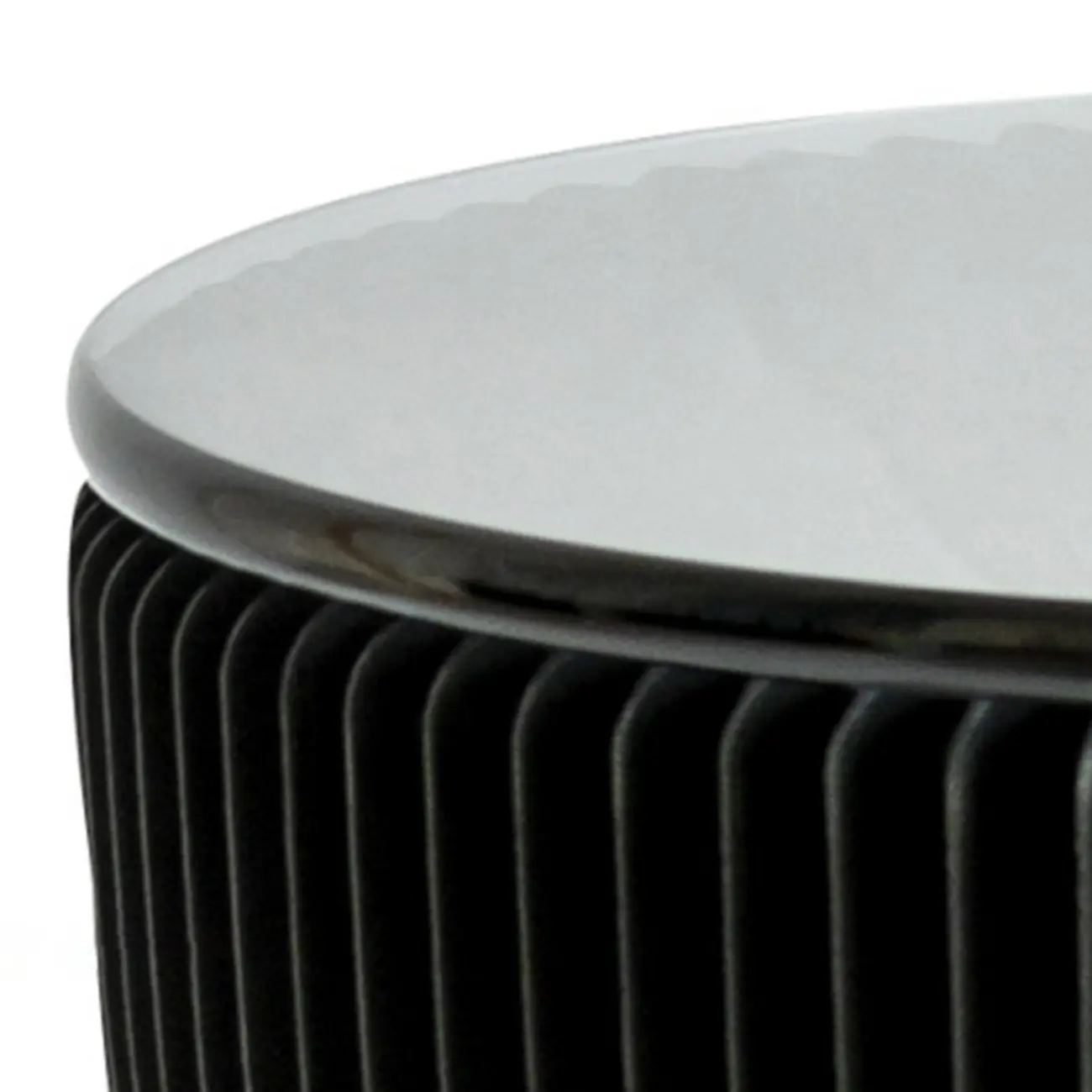 Foldable Modern Black Glass Top Round Side Table