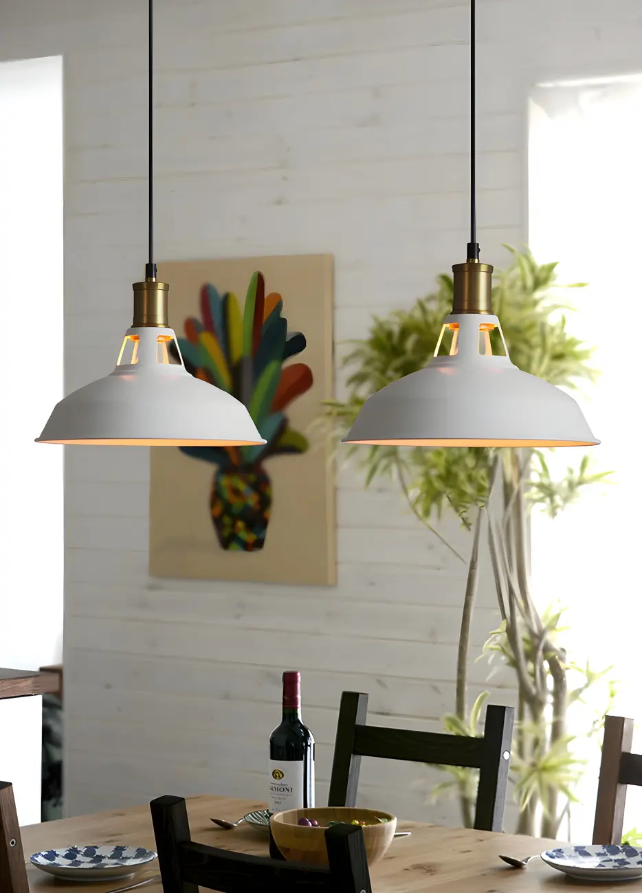 Industrial 1-Light Black Gold Iron Barn Pendant Light
