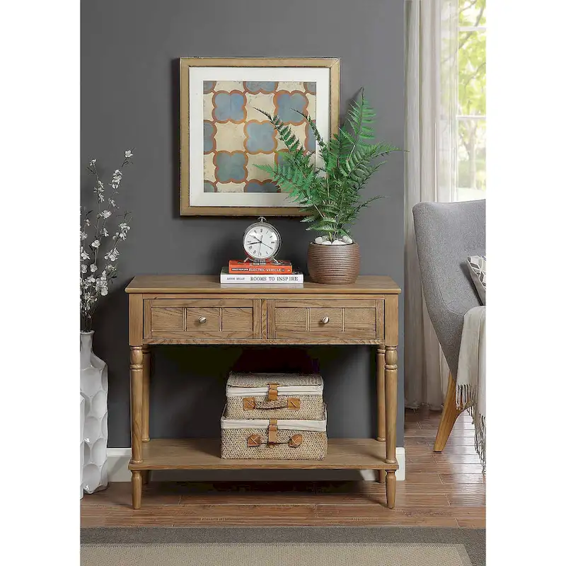 French Country 2 Drawer Hall Table with Shelf