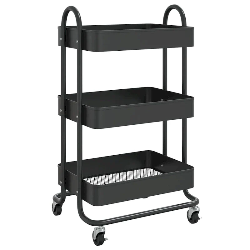 vidaXL Trolley 3-Tier Kitchen Trolley Kitchen Island Storage Utility Cart - 16.9 x 13.4 x 31.1