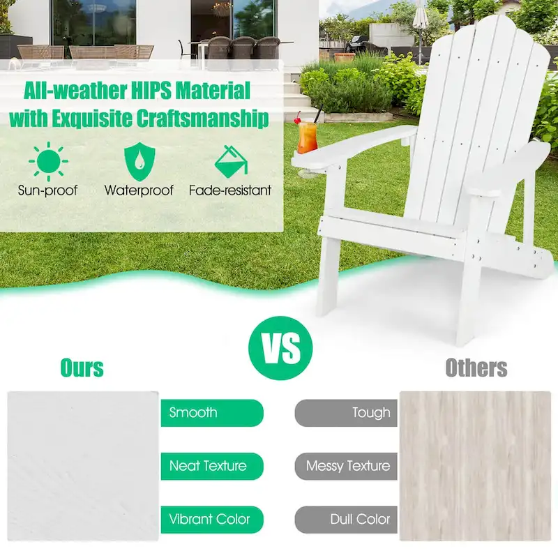 Costway Adirondack Chair HIPS Adirondack Chair with Cup Holder & - See Details