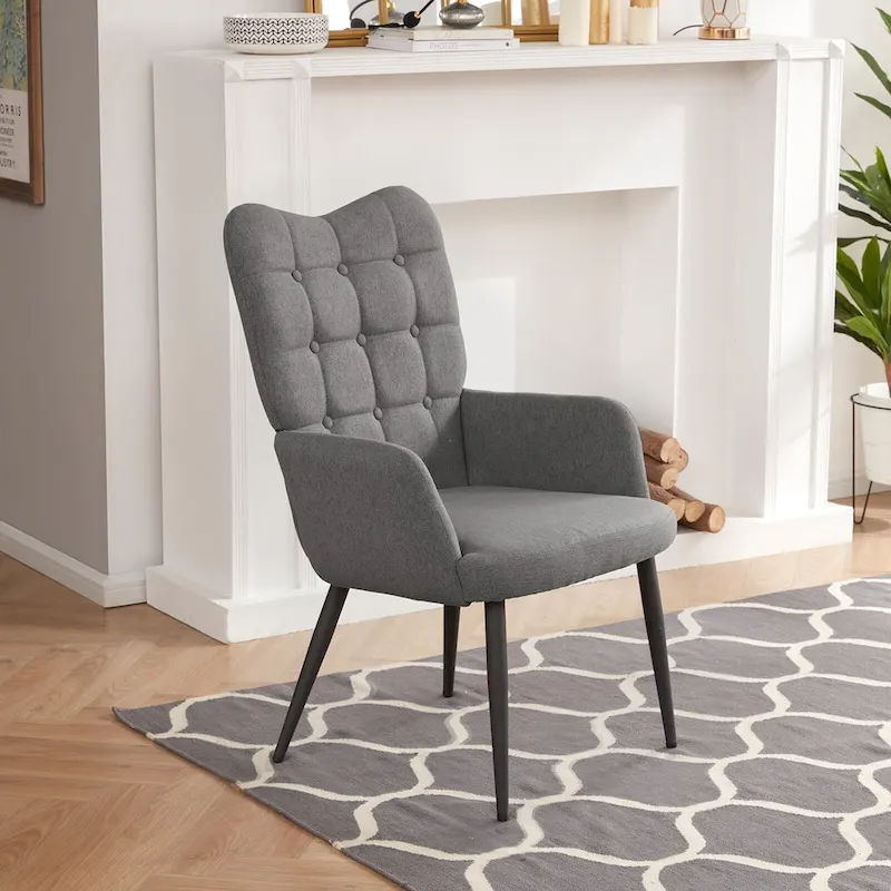 High-back Button Tufted Wingback Accent Chair