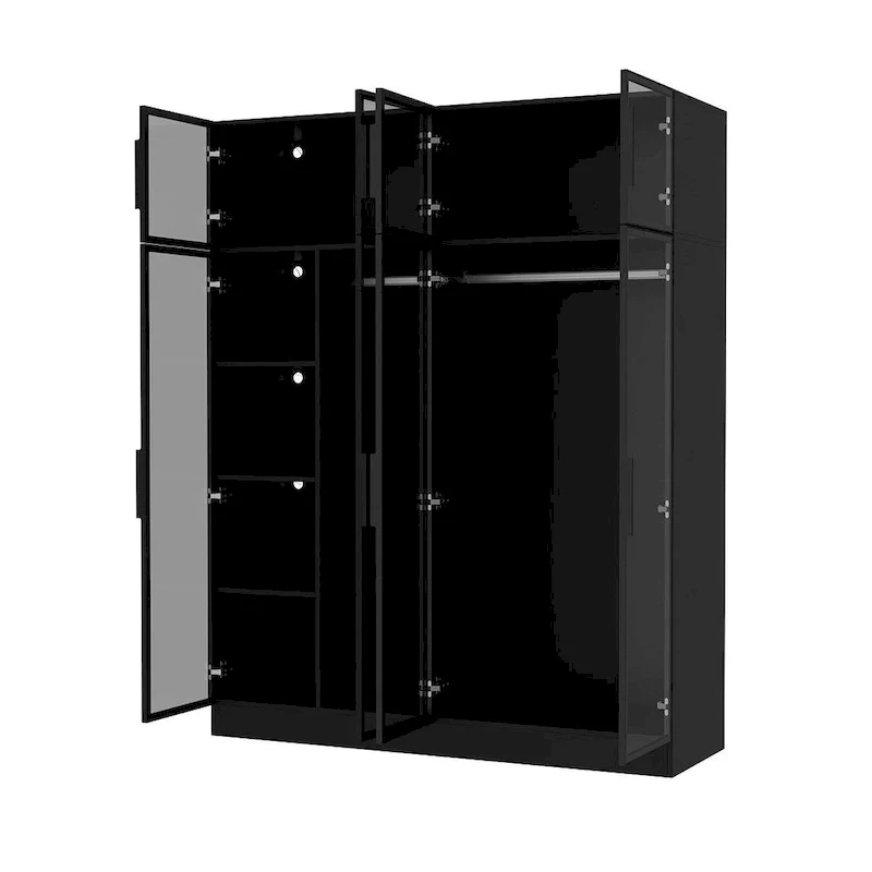 Modern Aluminum Framed Wardrobe: Spacious Design with LED Armoires