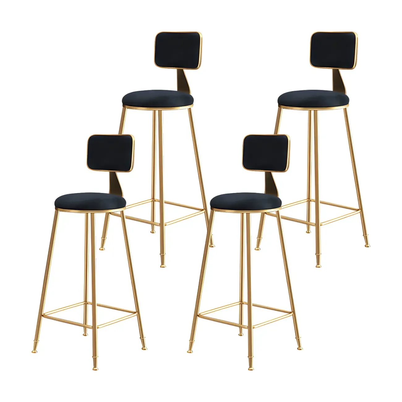 Round Velvet Upholstered Counter Bar Stools