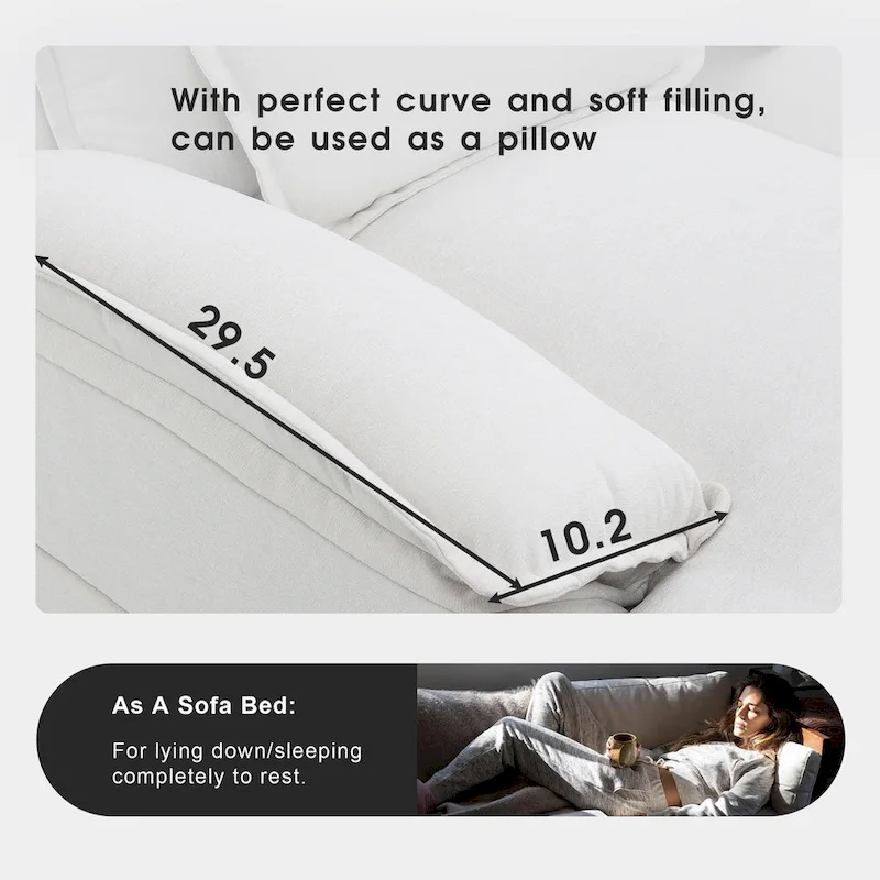 [VIDEO provided][New]109.8*55.9  Modern U-shaped Sectional Sofa with Waist Pillows,6-seat Upholstered Symmetrical Sofa Furniture