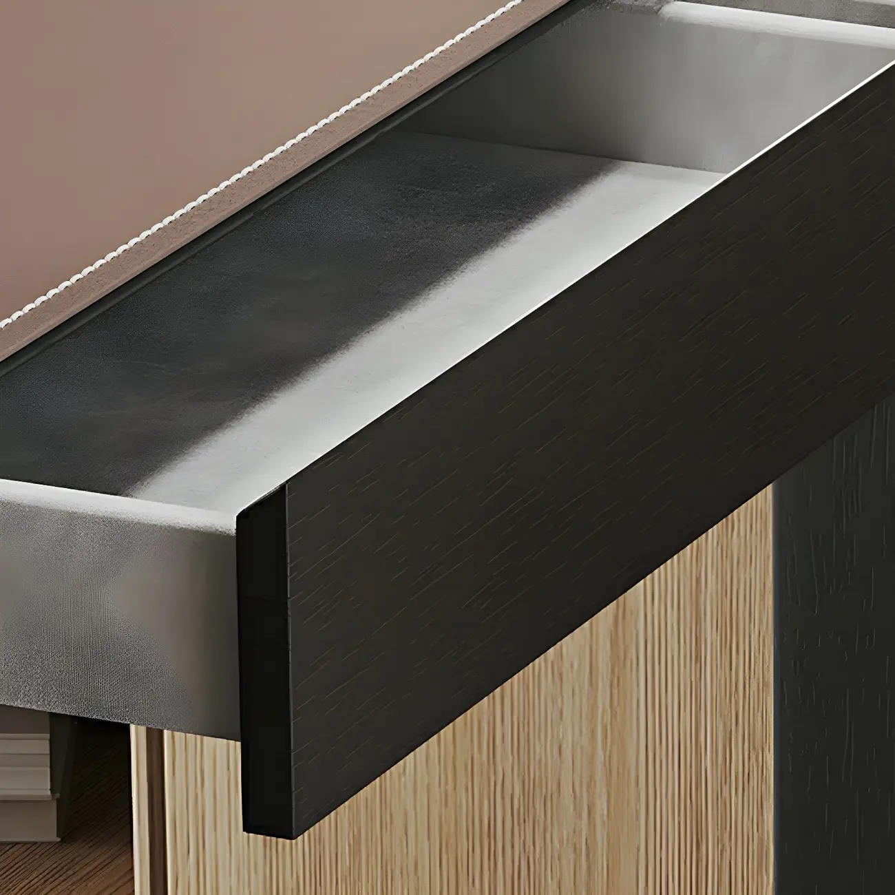 Modern Brown Leather Wooden Curved Bar Tables with 3 Drawers