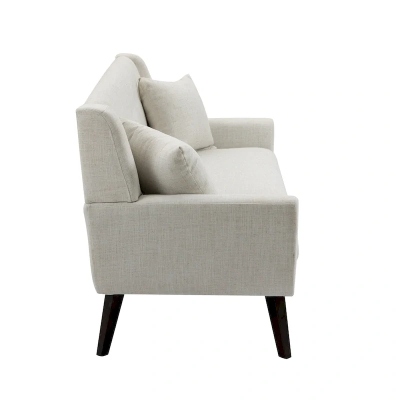 Tufted Linen/Cotton 2-Seater Sofa with Pillows