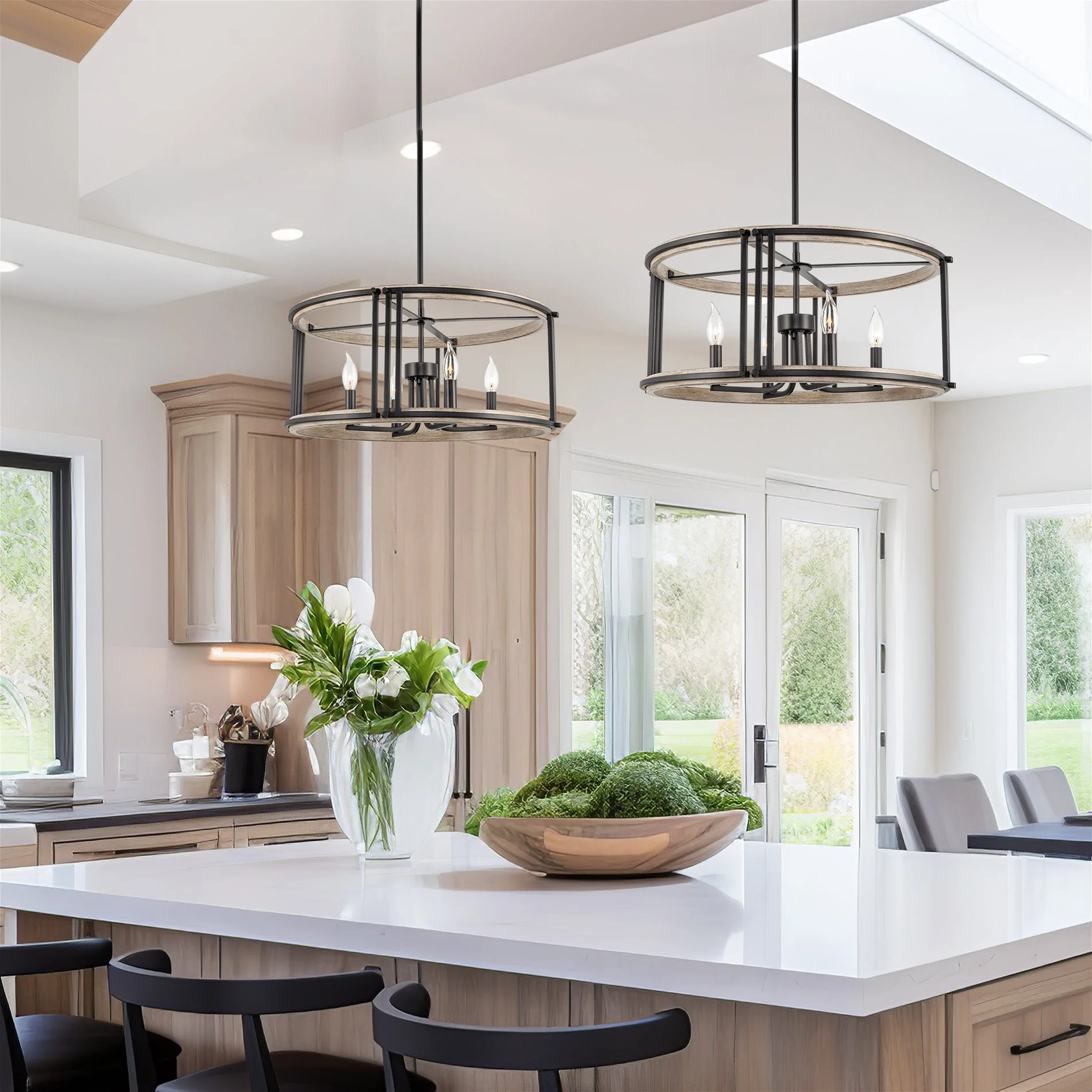 Vista 23 4-Light Modern Farmhouse Drum Pendant Light