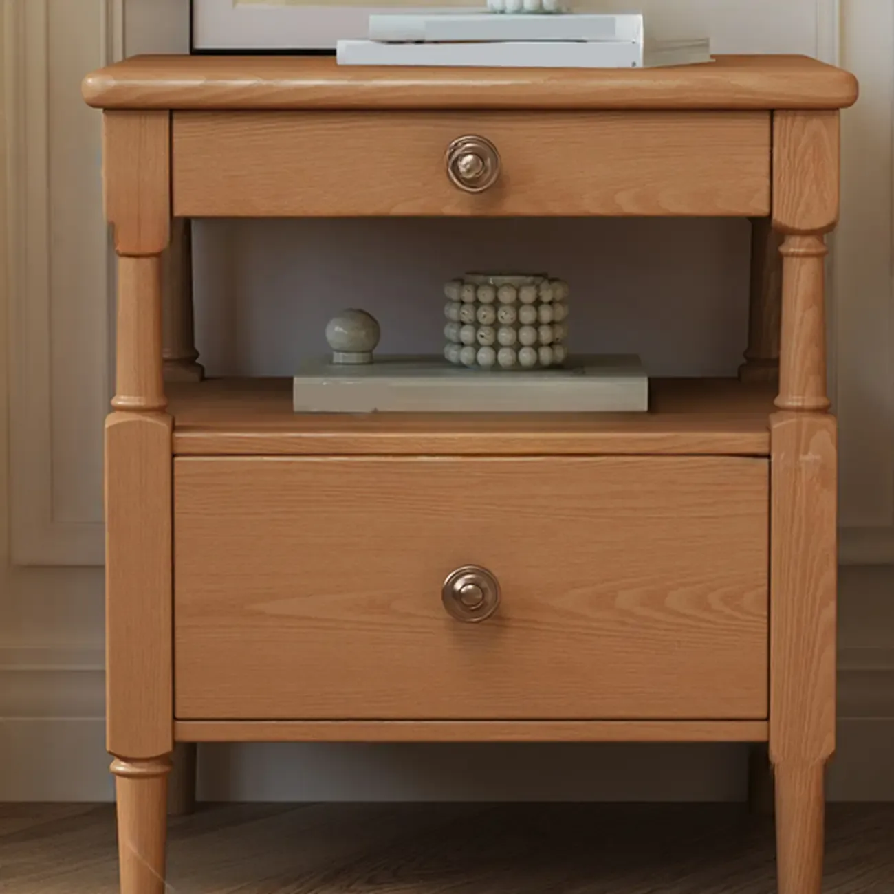Classic Rectangular 3 Layers Wood Black Nightstand