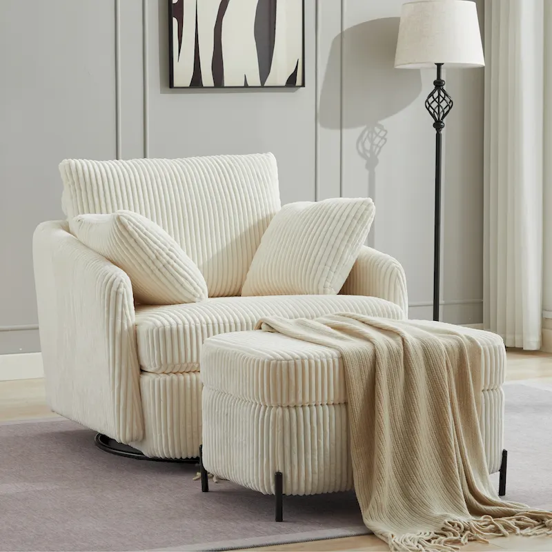 40.6 W Upholstered Swivel Accent Sofa Chair With Pillows