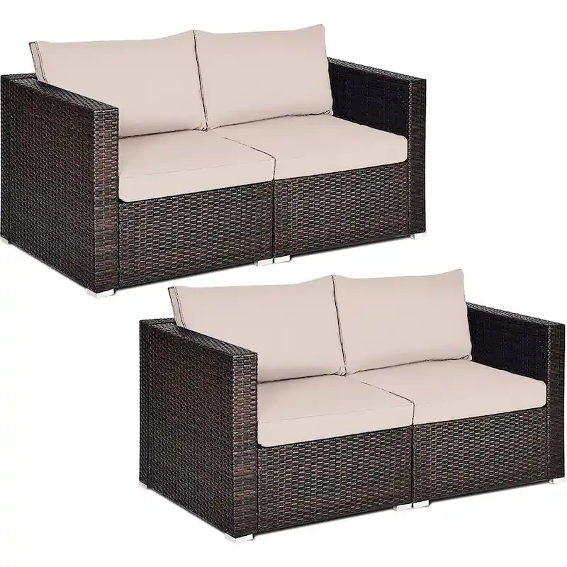 Costway 4PCS Patio Rattan Corner Sofa Sectional Furniture Set - See Details