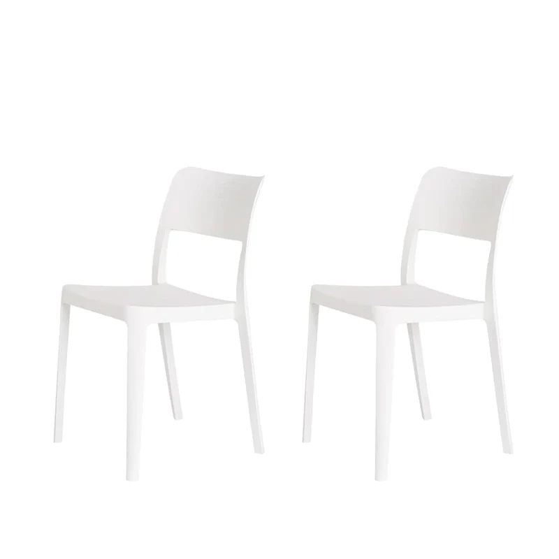 La Vie Resin Stackable All Weather Armless Chair, Set of 2