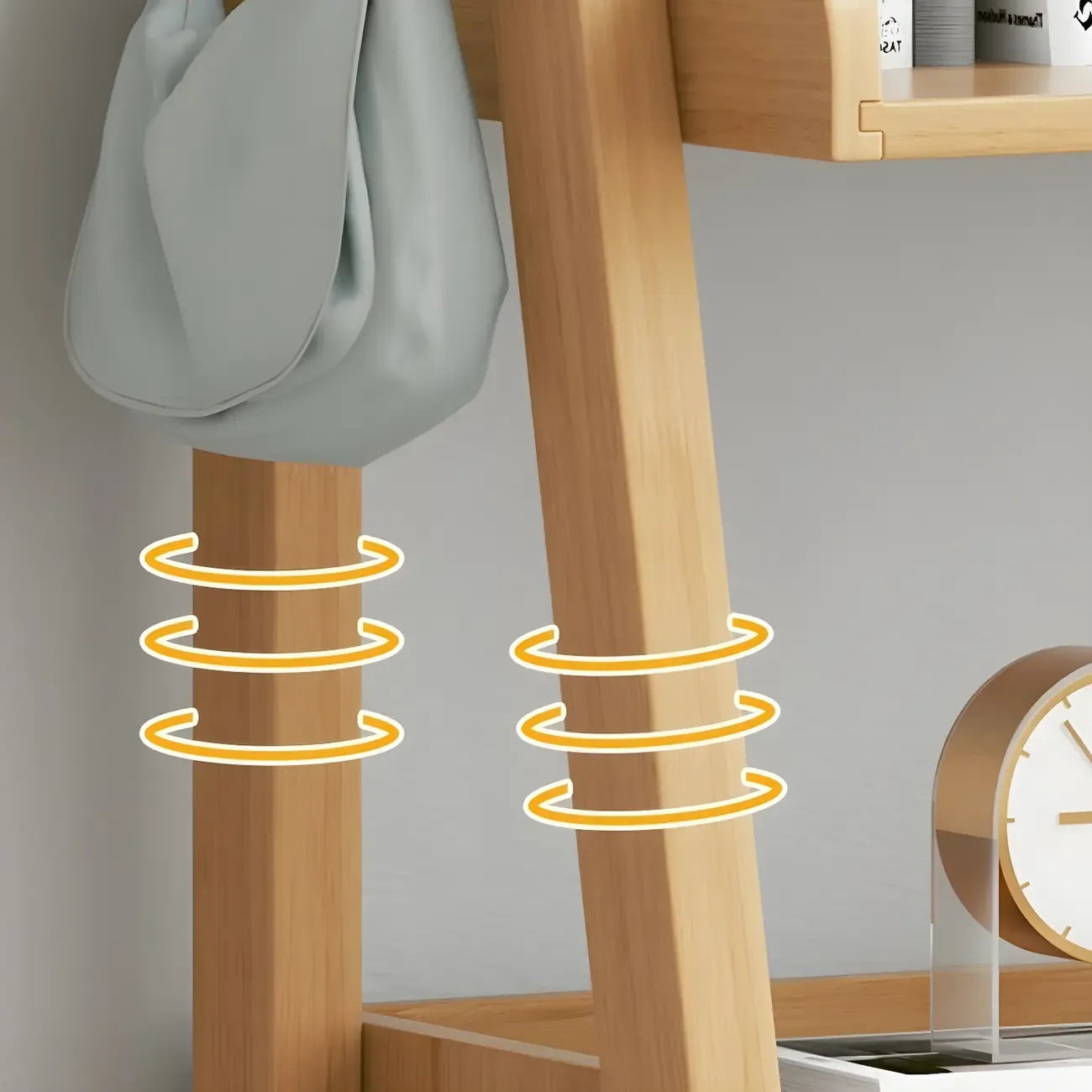 3-Tier Nut-Brown Wood Ladder Open Bookcase with Drawers