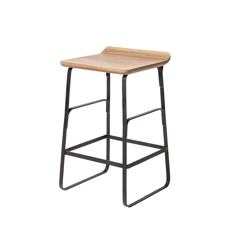 Wood Seat Counter Stool with Metal Frame