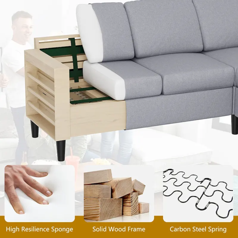 Futzca 74 Convertible Sectional Sofa Couch, Small L-Shaped Sofa