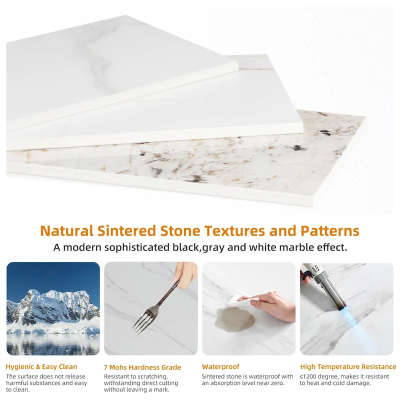 Round Kitchen Dining Table Marble Tabletop with Tapered Metal Legs - 31.5 W x 30 H