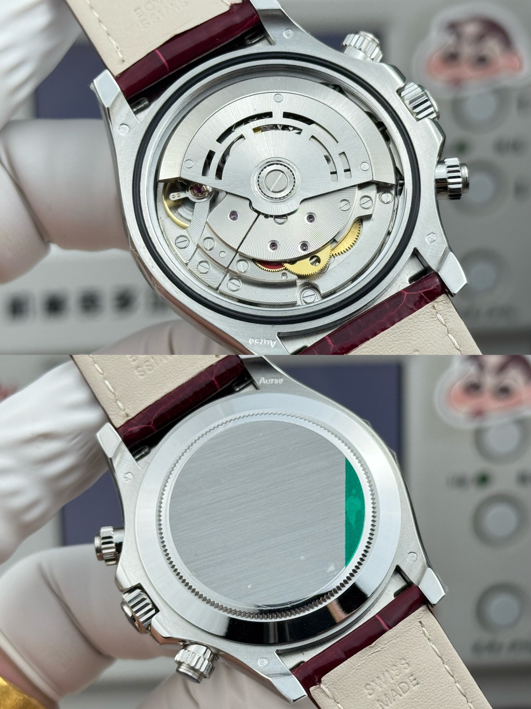 Rolex Daytona replica 4130 clone movement and closed caseback comparison