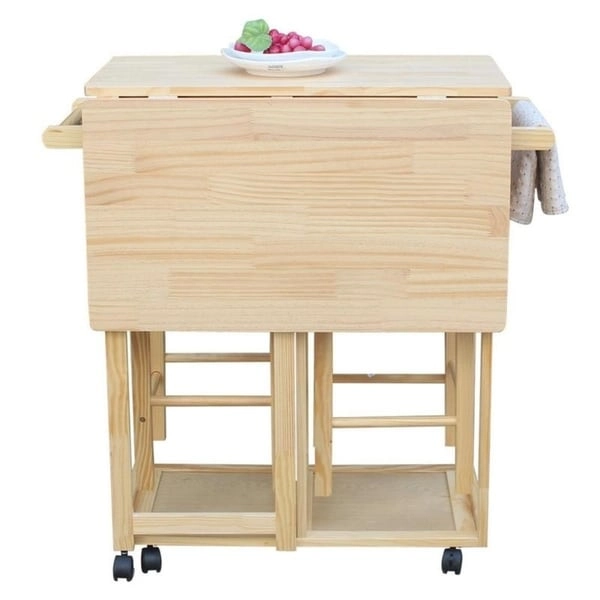 Carson Carrington Dalur 3-piece Foldable Rolling Wooden Kitchen Cart