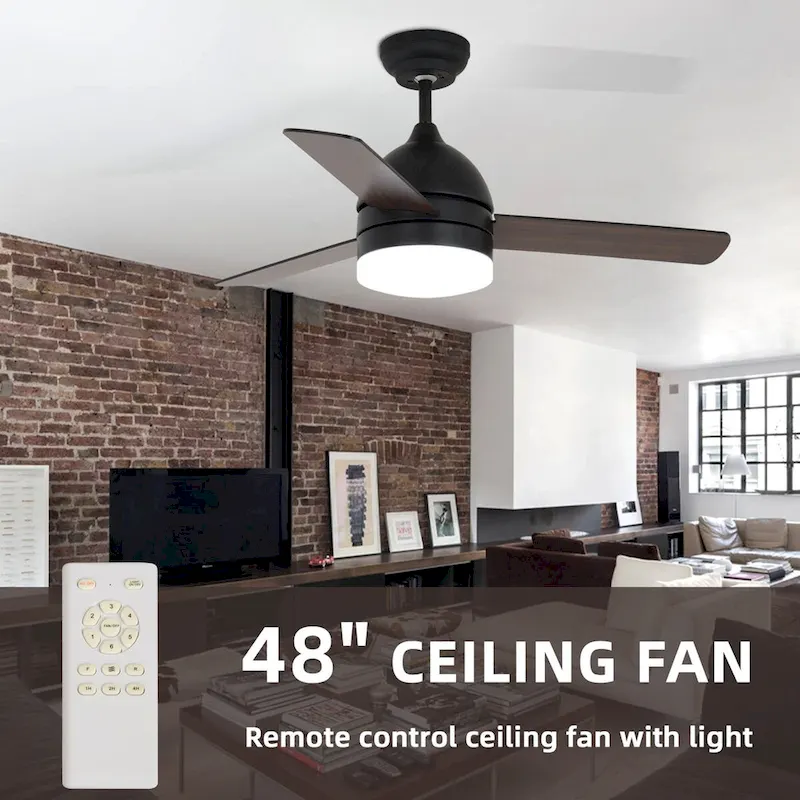 Wood Colour Straight Blade Ceiling Fan Light