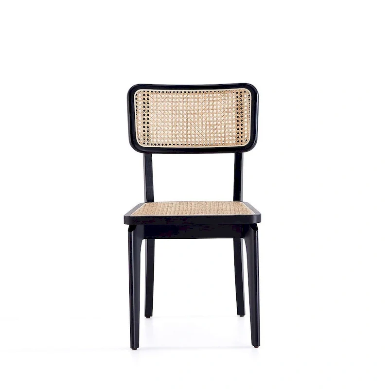 Giverny Dining Chair in Black and Natural Cane - Set of 2