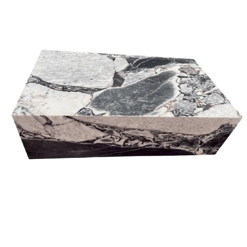 BETACH Genuine Marble Block Coffee Table - Blue Galaxy Marble
