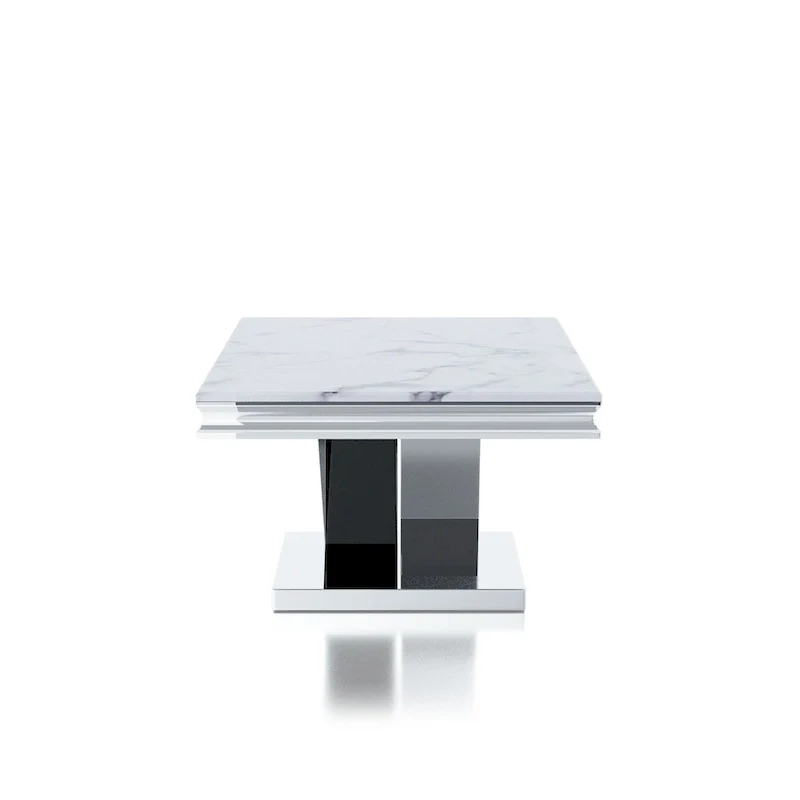 Kaliki Glam 51-inch Faux Marble Top Coffee Table with Chrome Pedestal Base by Furniture of America