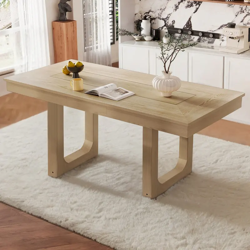 Brown Extendable Dining Table, Farmhouse Style, Seats 4–8