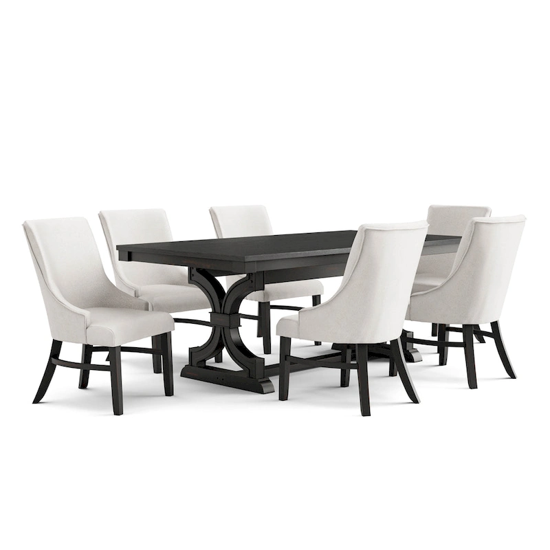 Furniture of America Kieran Farmhouse 7-Piece Black Wooden Dining Set