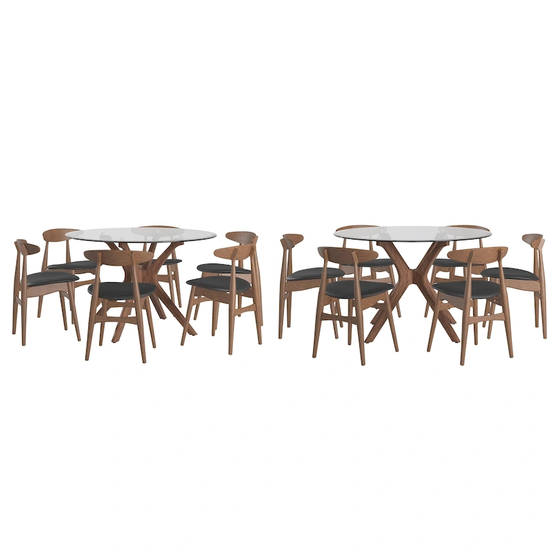 Sylvestria Mid-Century Walnut Finish Round Dining Set