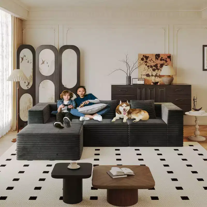 Whisen Modular Sectional Sofa with Chaise, L Shaped Cloud Couch, No Assembly Required