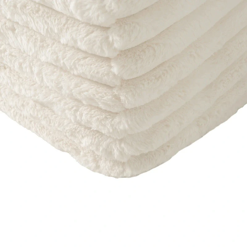 110 Faux Fur Cloud 3-Seater sat L-Shaped Sectional Sofa with Two Included Throw Pillows