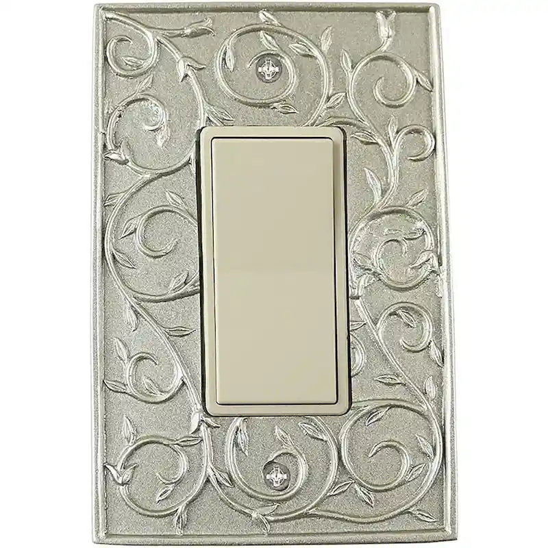 Meriville French Scroll 1 Rocker Wallplate, Single Switch Electrical Cover Plate