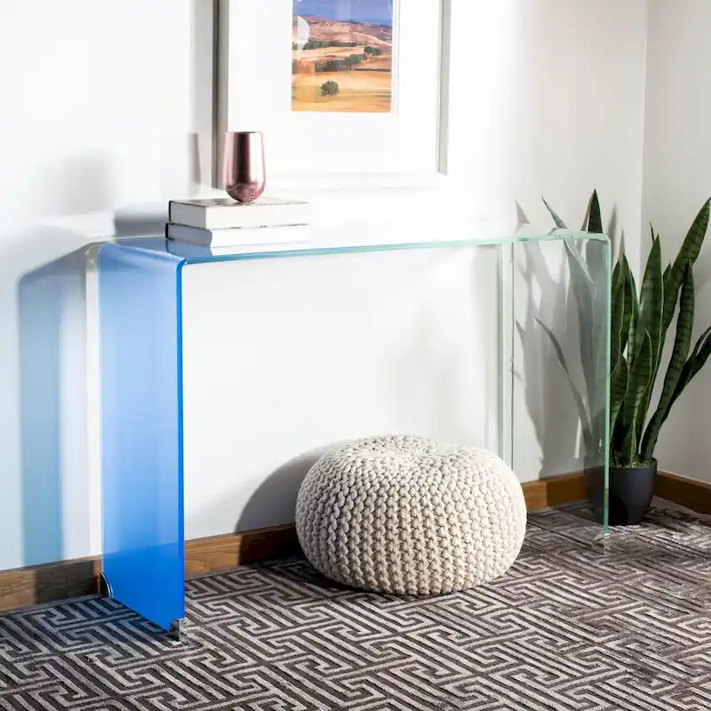 Ombre Glass Console Table - Clear / Blue - 43.3 x 13.8 x 29.5 - 43Wx14Dx30H
