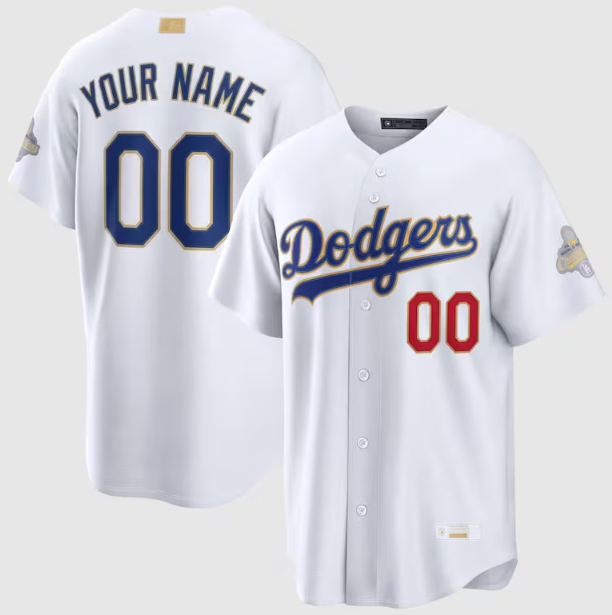 Los Angeles Dodgers White 2026 Gold Collection Custom Jersey